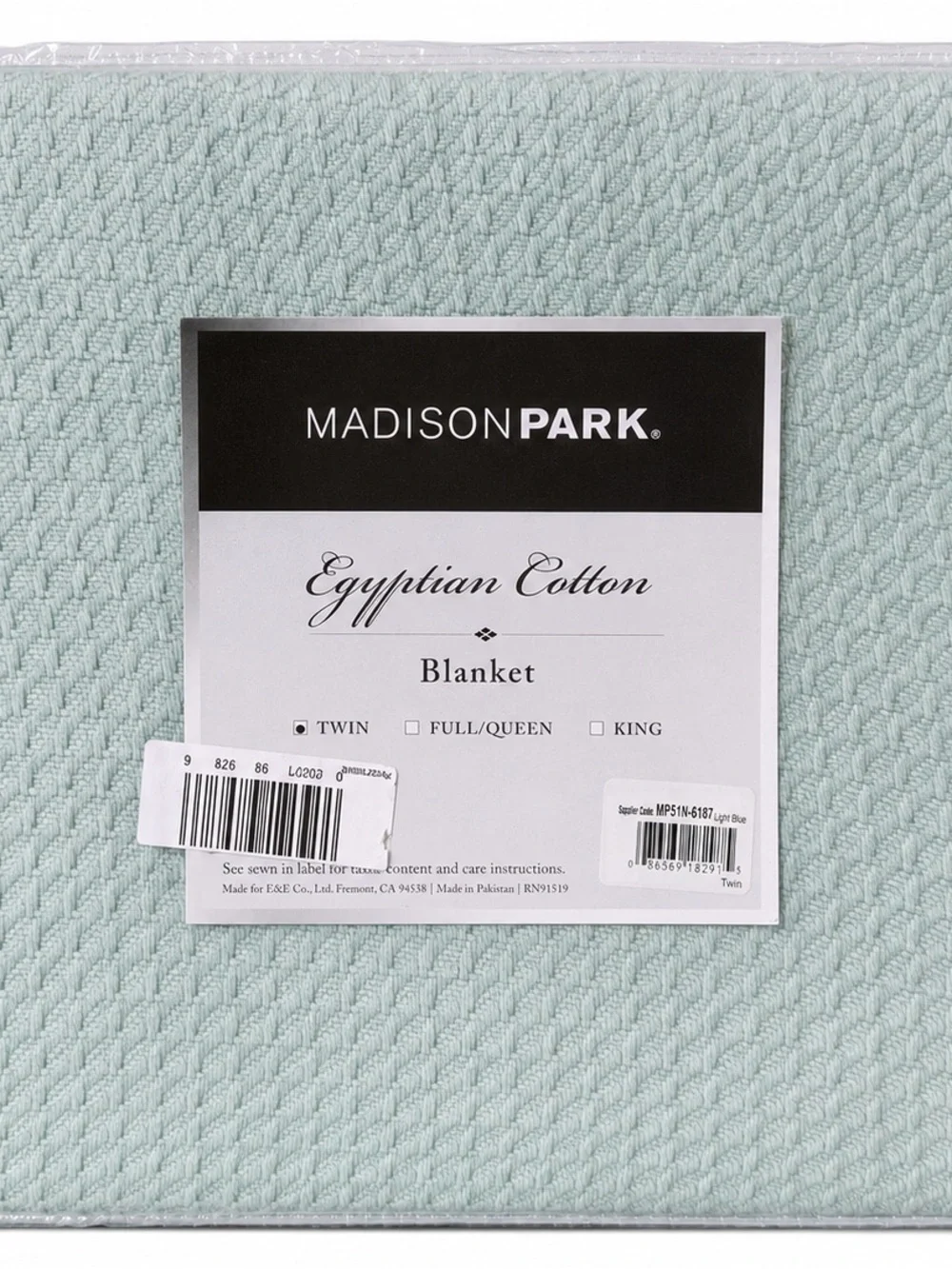 Madison Park Light Blue Blanket with Pink Accent Pillows